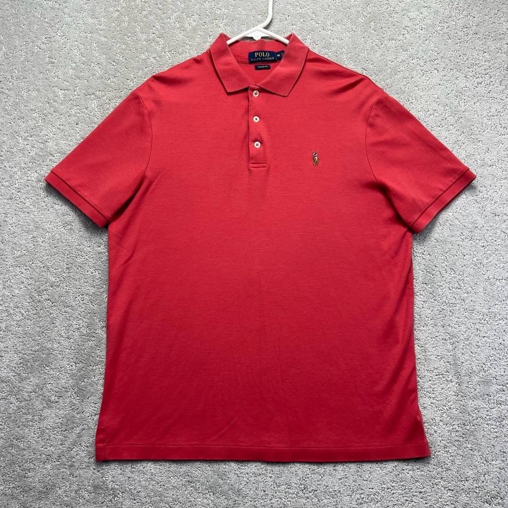 Polo Ralph Lauren Polo Shirt Mens Medium Red Classic Fit Short Sleeve Cotton